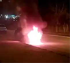Adıyaman'da Otomobil Yanarak Küle Döndü